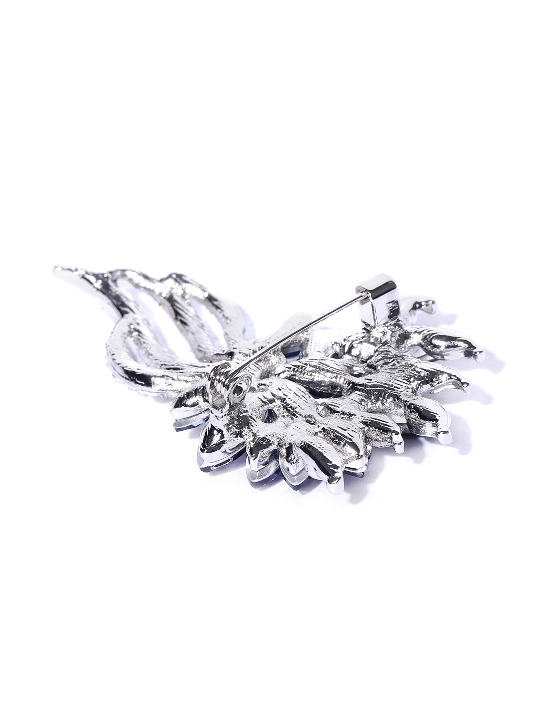 YouBella Jewellery Latest Stylish Crystal Unisex Floral Silver Plated Brooch for Women/Girls/Men (Silver)